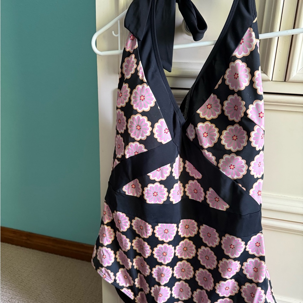 Boden Black and Pink Floral Swimwear